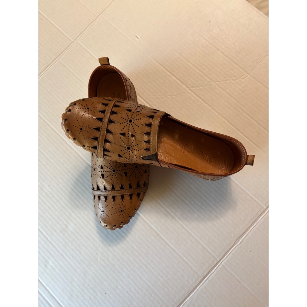 Spring Step Tan Leather Laser Cut Perforated Loafers Flats Turkey Size 41 - Picture 5 of 9